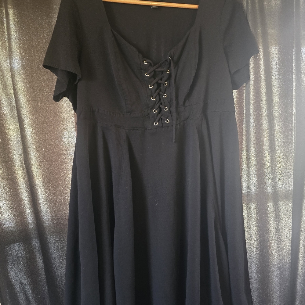 Black Lace-Up Skater Dress From Torrid Size 2